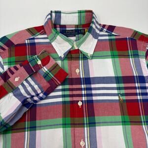 Polo Ralph Lauren Large Red Blue Green Plaid Long Sleeve Button Down Shirt